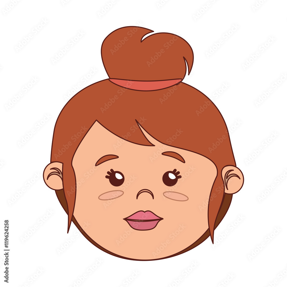 face woman cartoon bun hairstyle isolated vector illustration eps 10 Stock  Vector | Adobe Stock