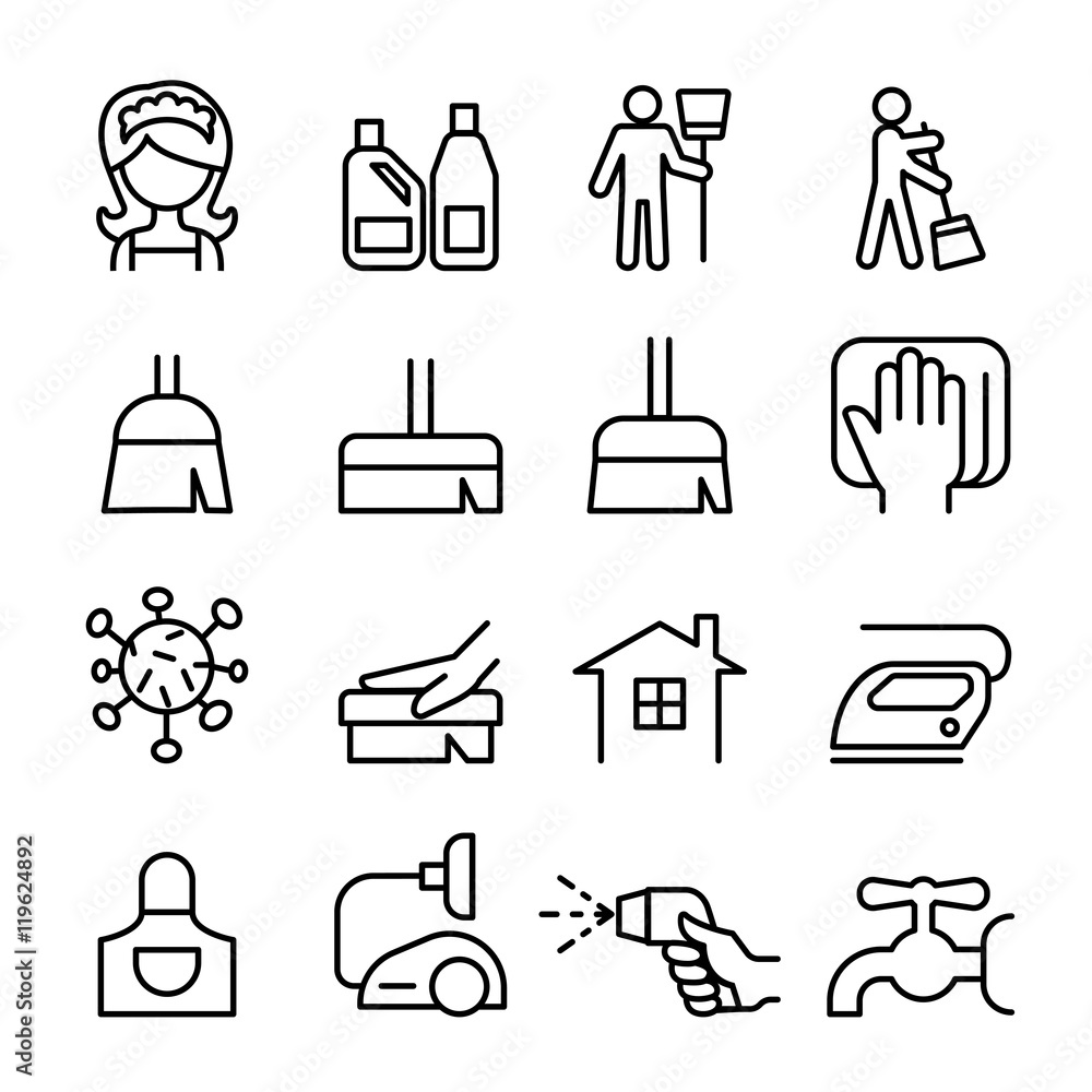 Cleaning , Housekeeping , Hygiene icon set Cleaning , Housekeeping , Hygiene icon set