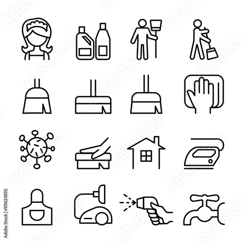 Cleaning , Housekeeping , Hygiene icon set