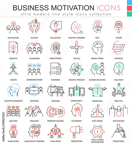 Vector Business motivation ultra modern color outline line icons for apps and web design.