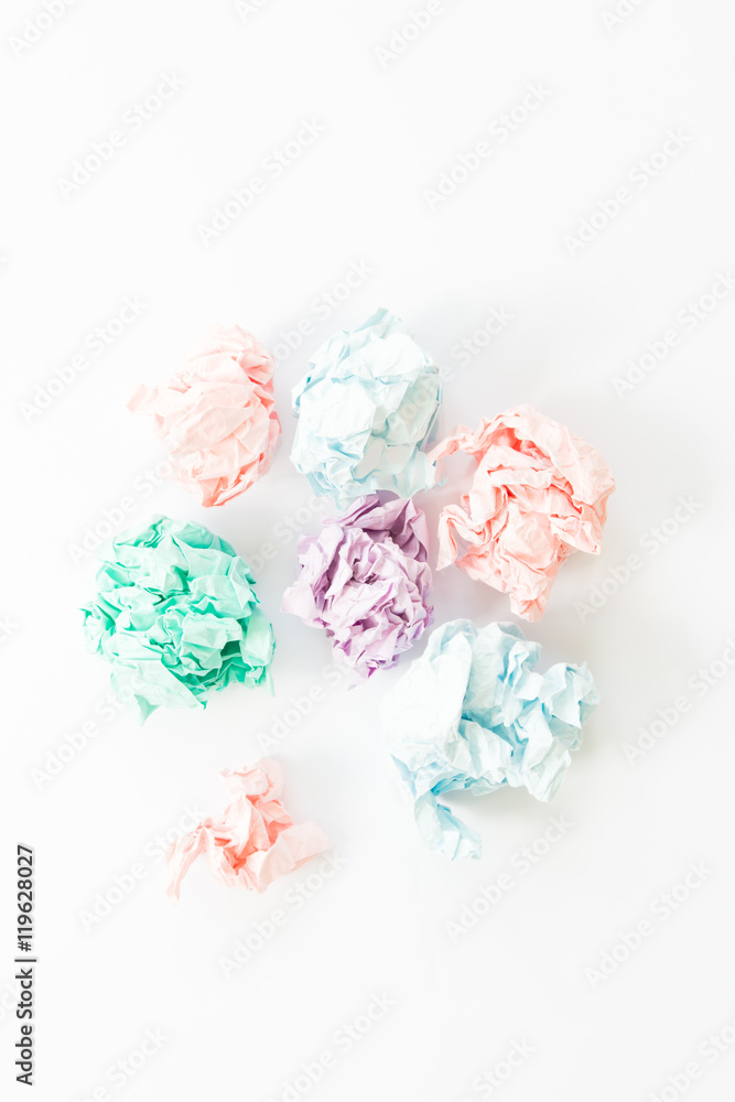 Stack of colorful crumpled paper isolated Stack of colorful crumpled paper isolated