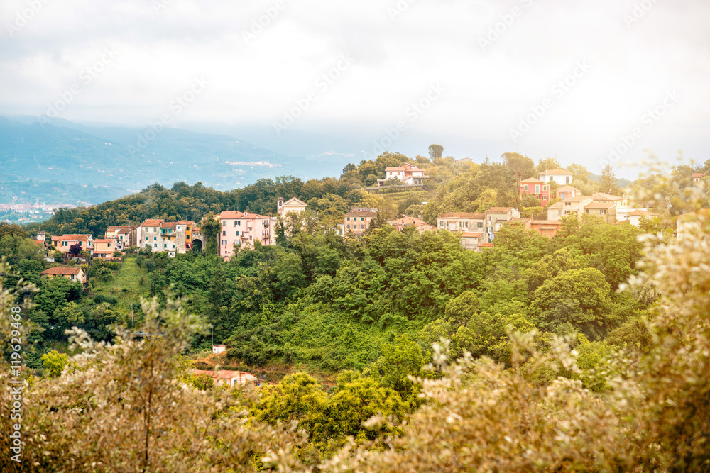 Top view on the old town in the Liguria region of Italy