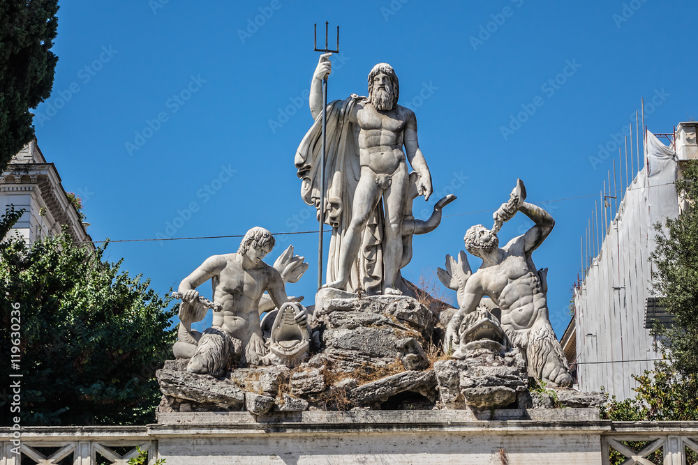 Fontana del Nettuno (Neptune Fountain) at People's Square. Rome.