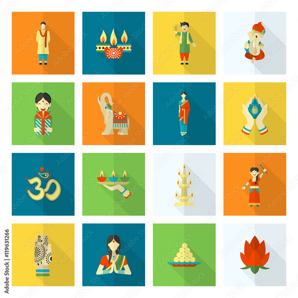 Diwali. Indian Festival Icons Diwali. Indian Festival Icons