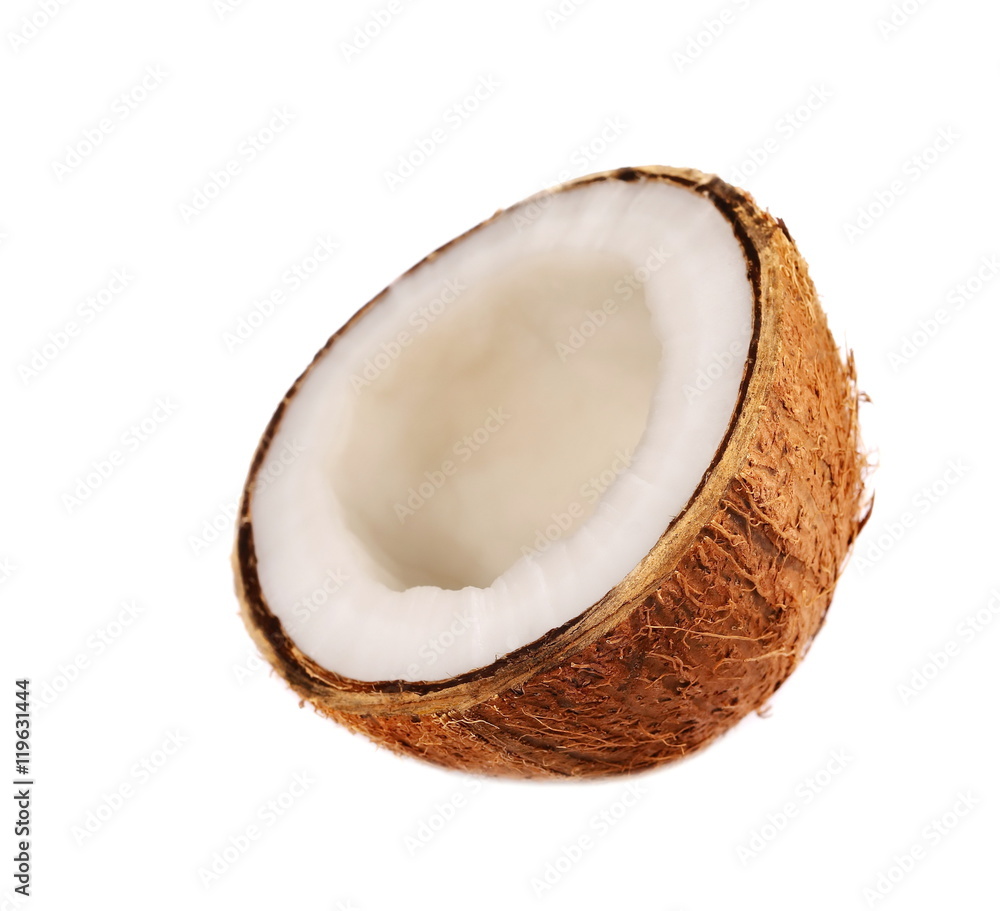 Coconut half isolated on white background, clipping path Coconut half isolated on white background, clipping path