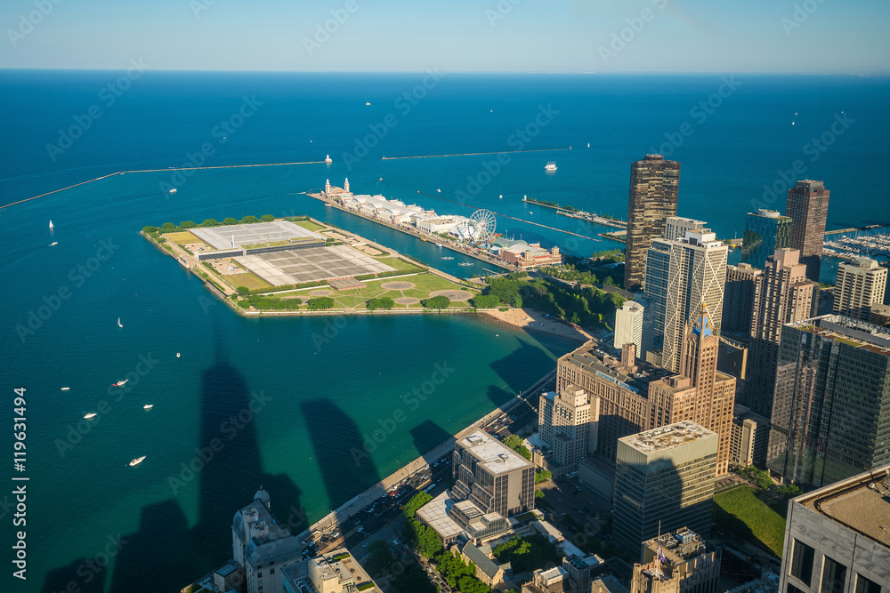 View of downtown Chicago from above
