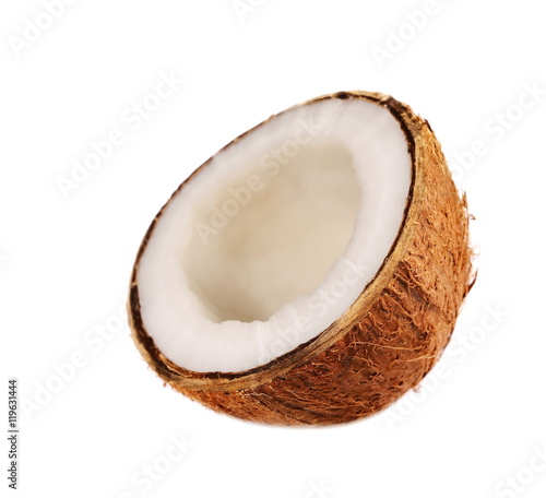 Coconut half isolated on white background, clipping path