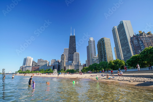 Canvas Print Chicago skyline from North Avenue Beach