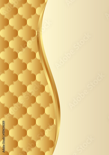 golden background with decorative pattern divided into two