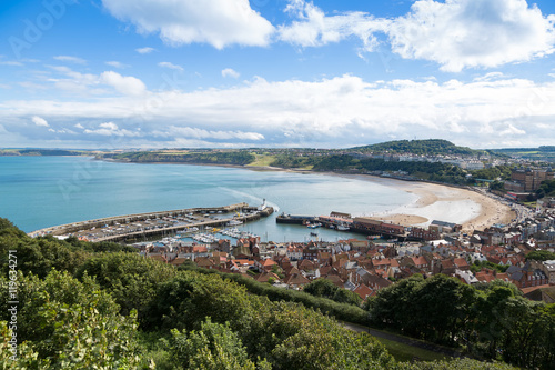 Scarborough harbour and beach, a popular tourist destination