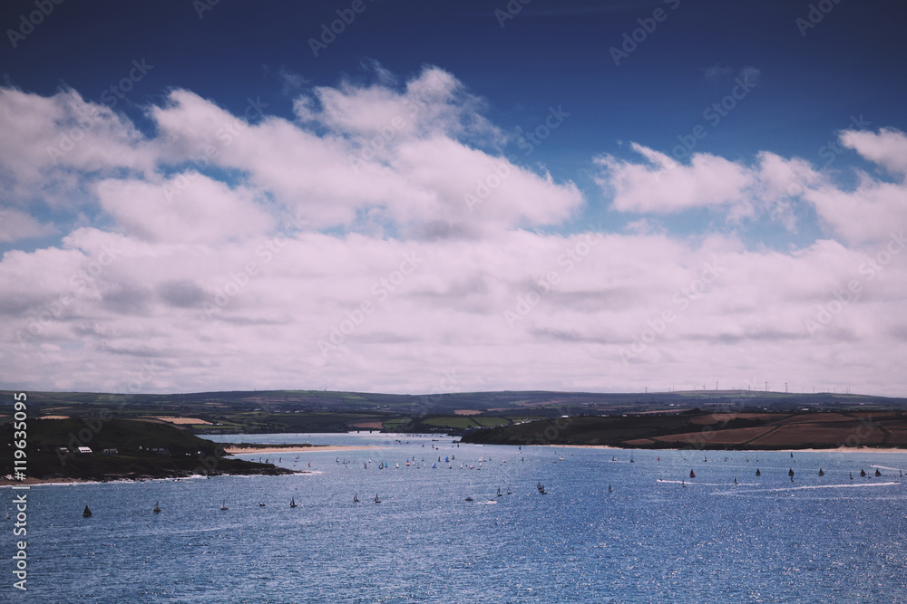 View from the costal path near Polzeath Vintage Retro Filter.