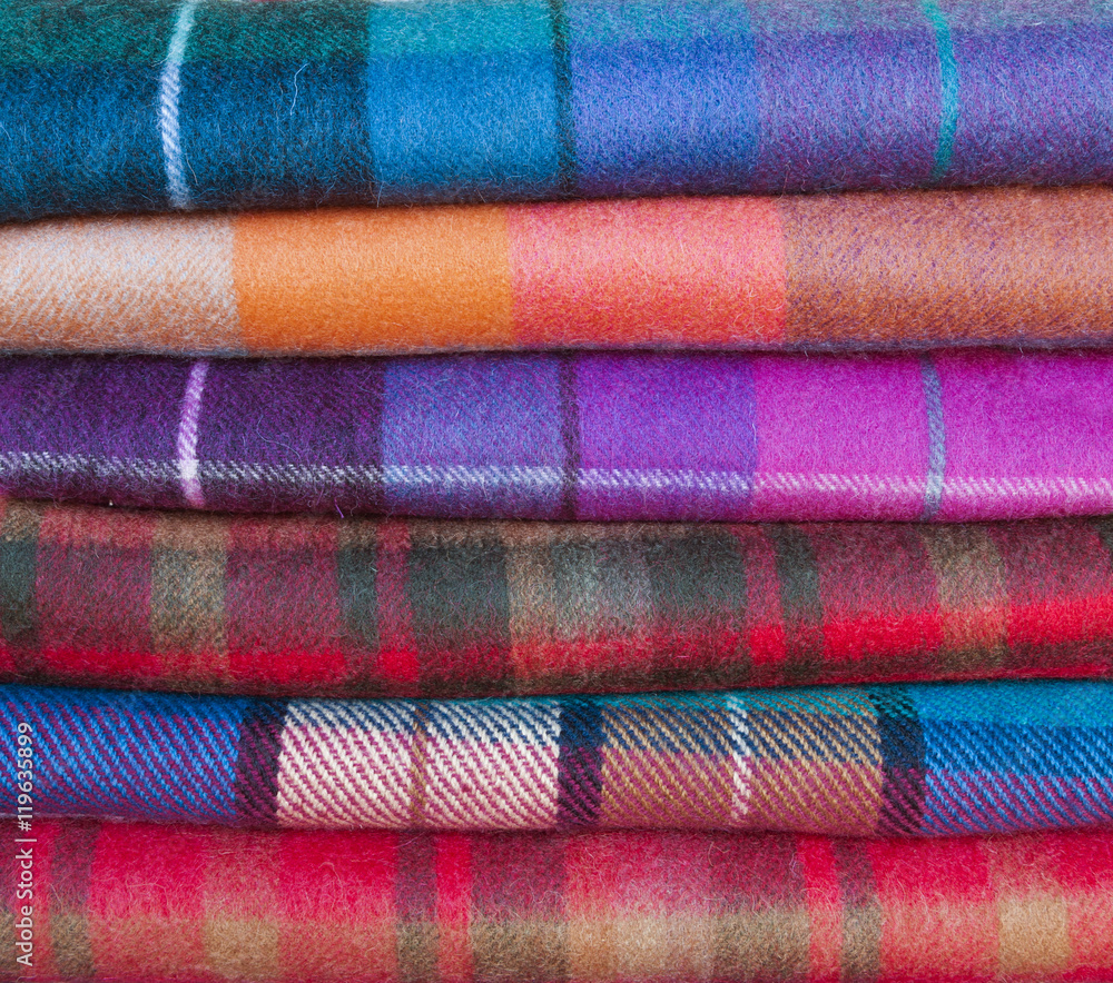 Woolen plaids of traditional scottish colors Woolen plaids of traditional scottish colors