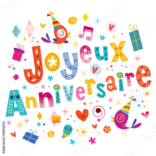 Joyeux Anniversaire Happy Birthday in French greeting card