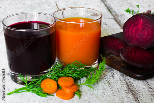 Wallpaper Mural beet and carrot juice in glasses. vitamin drink Torontodigital.ca