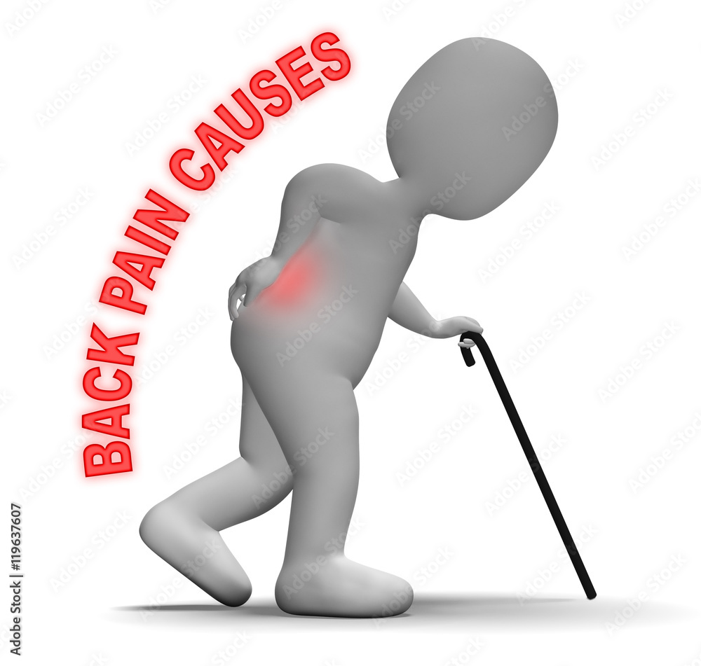 Back Pain Causes Represents Painful Spine 3d Rendering ilustração do