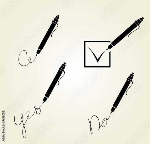 Set of writing pen design.