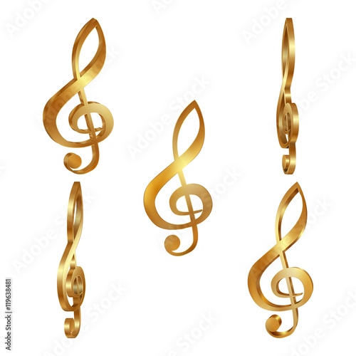 Golden treble clef in different projections