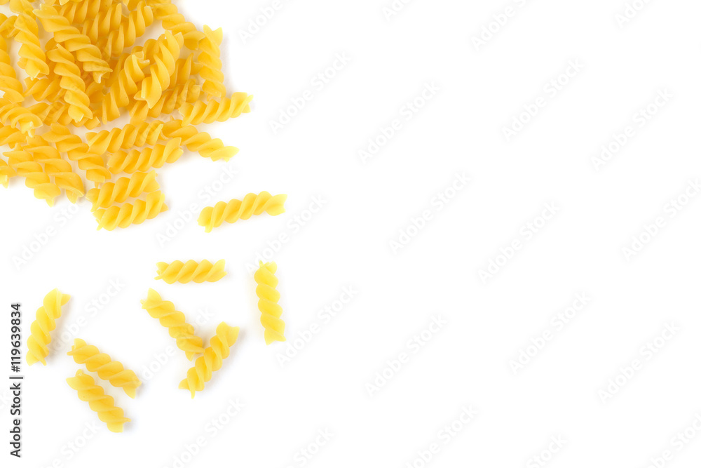 Pasta fusilli isolated on white background