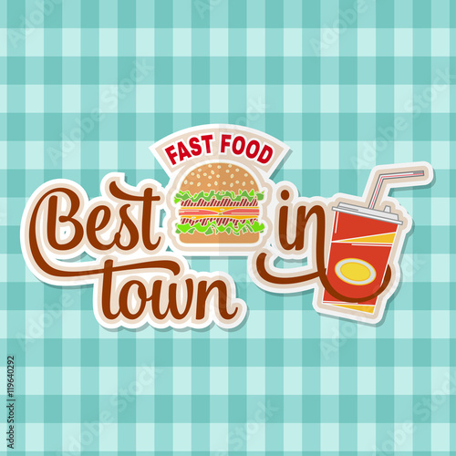 Vintage fast food badge, banner or logo emblem.
