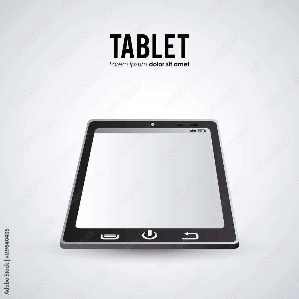 Tablet one black device display gadget technology tool icon. Isolated design. Vector illustration Tablet one black device display gadget technology tool icon. Isolated design. Vector illustration