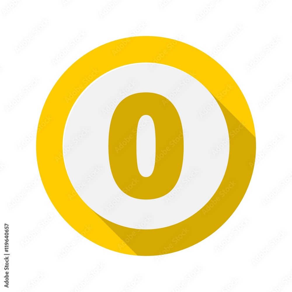 Number 0 Icon With Long Shadow Number 0 Icon With Long Shadow