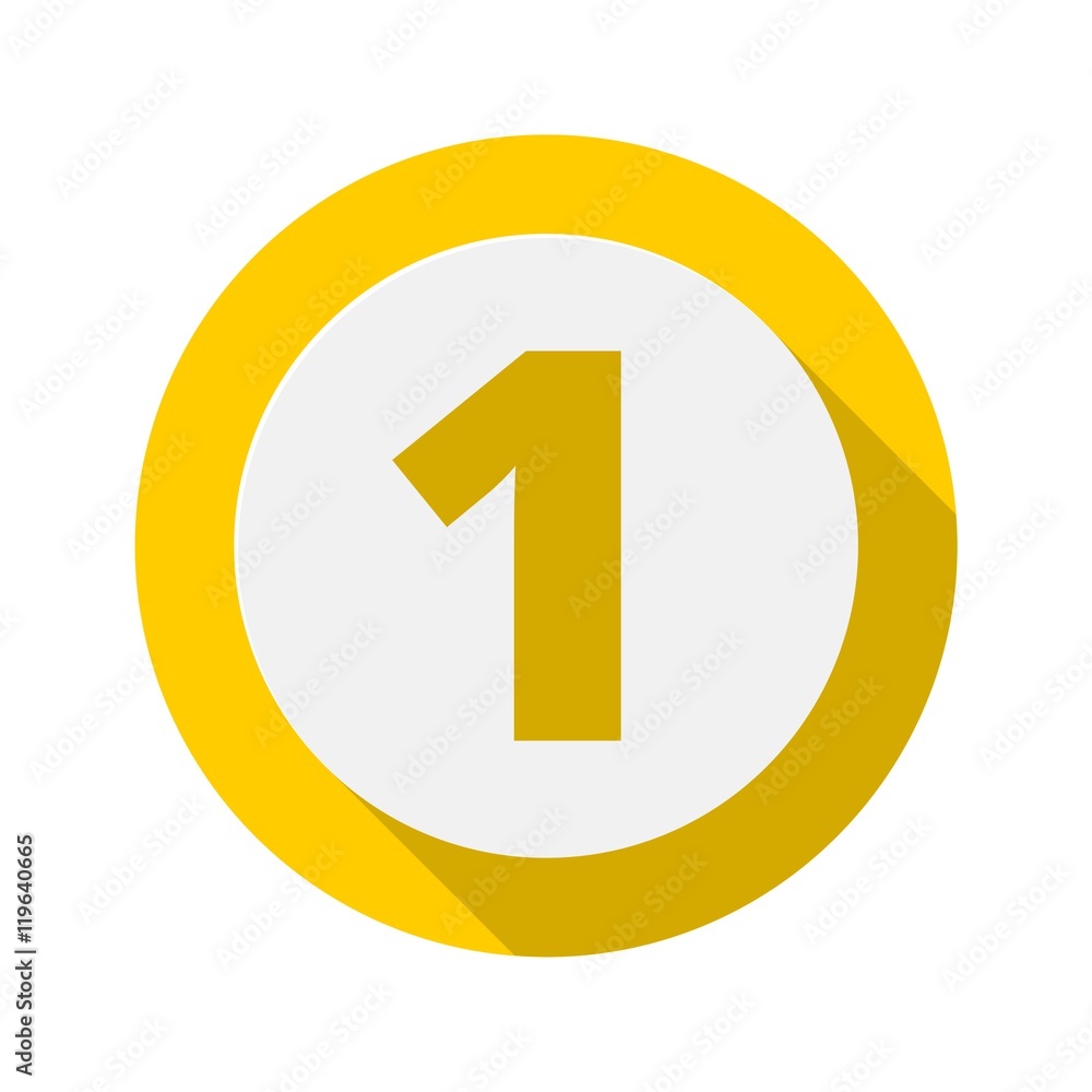 Number 1 Icon With Long Shadow Number 1 Icon With Long Shadow