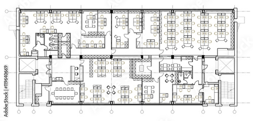 Standard office furniture symbols set