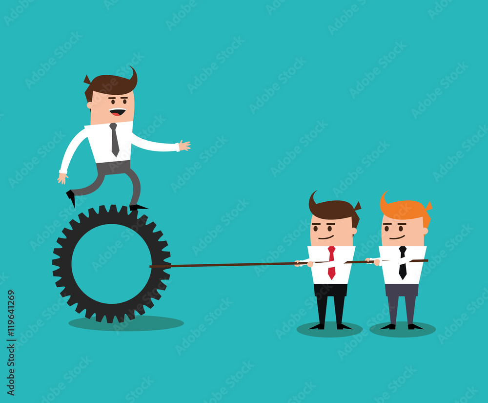 businessman gears male cartoon suit business project icon. Colorful and flat design. Vector illustration businessman gears male cartoon suit business project icon. Colorful and flat design. Vector illustration