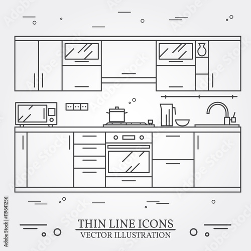 Modern kitchen wall interior.