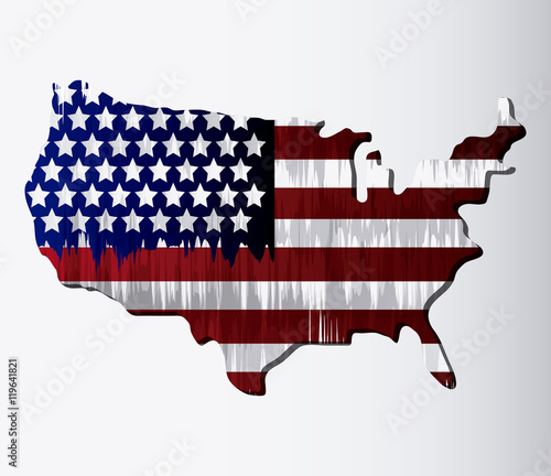 usa flag map landmark patriotic united states of america icon. Colorful and grunge design. Vector illustration