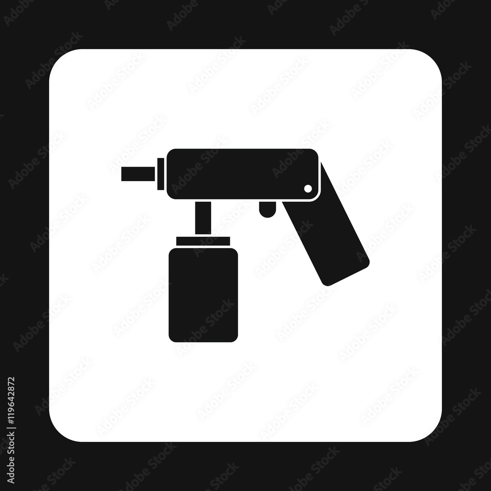 Spray aerosol can bottle with a nozzle icon in simple style on a white background Spray aerosol can bottle with a nozzle icon in simple style on a white background