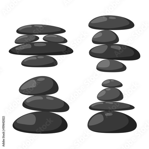 Growing piled up pebbles on white background. Spa stones isolated vector and relaxation spa stones isolated. Spa stones isolated pebble concept therapy, heap spa stones isolated beauty tranquil relax.