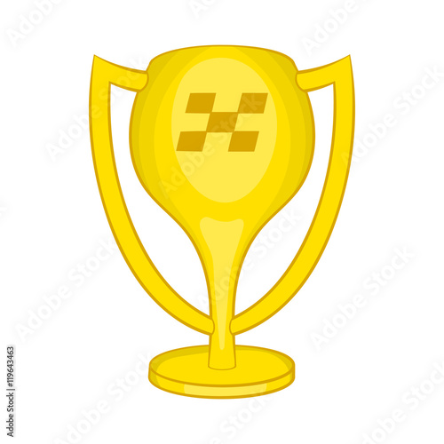 Cup for first place icon in cartoon style isolated on white background. Win symbol