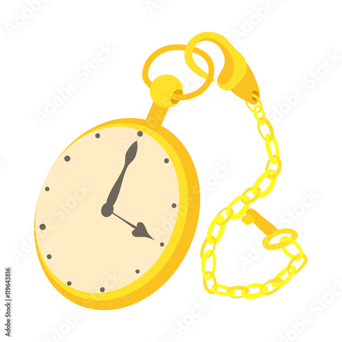 Pocket watch icon in cartoon style isolated on white background. Time symbol