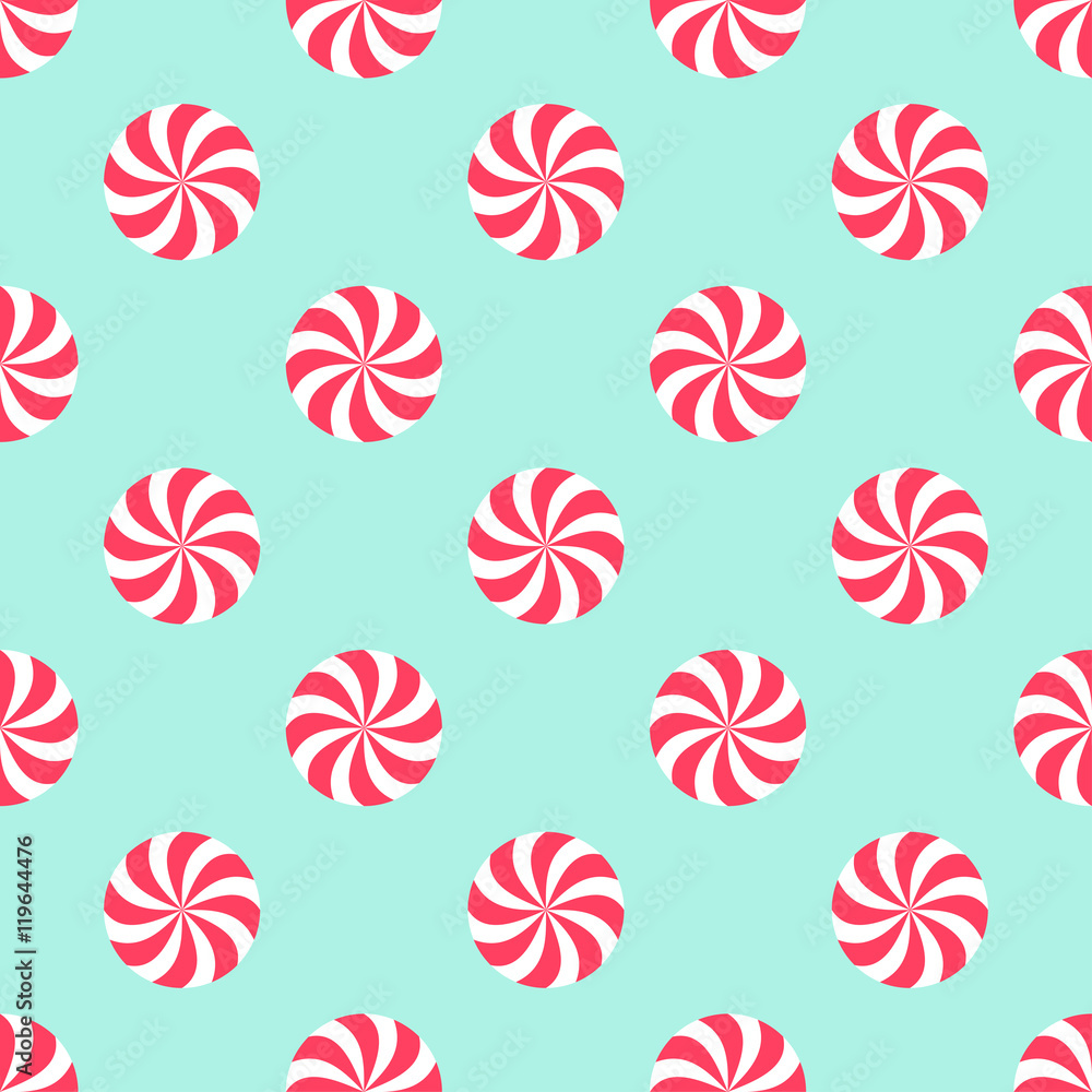 Candy Christmas pattern. Happy New Year and Merry Xmas seamless background. Vector winter holidays print for textile, wallpaper, fabric, wallpaper. 