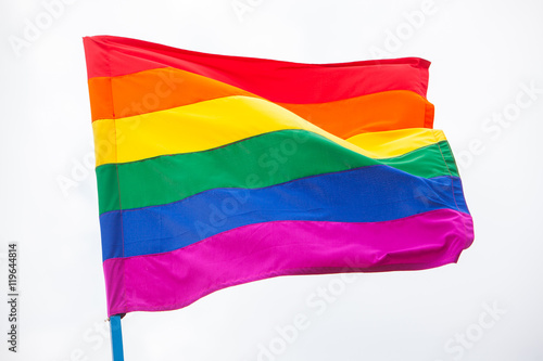 Rainbow flag  LGBT movement  waving high on the sky
