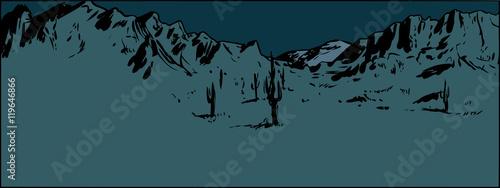 Desert Mountain Background at Night