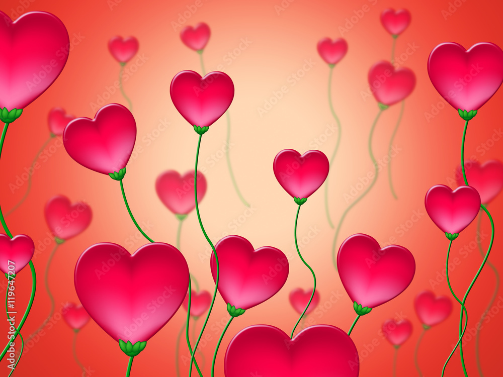 Red Hearts Background Shows Abstract Heart Shapes