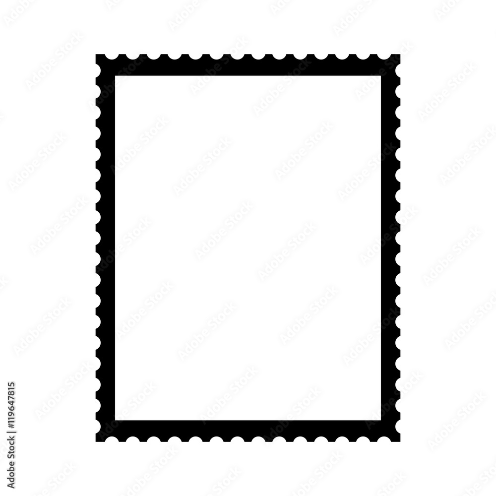 Postal stamp template. Blank postal stamp with perforation holes. Vector Illustration Postal stamp template. Blank postal stamp with perforation holes. Vector Illustration