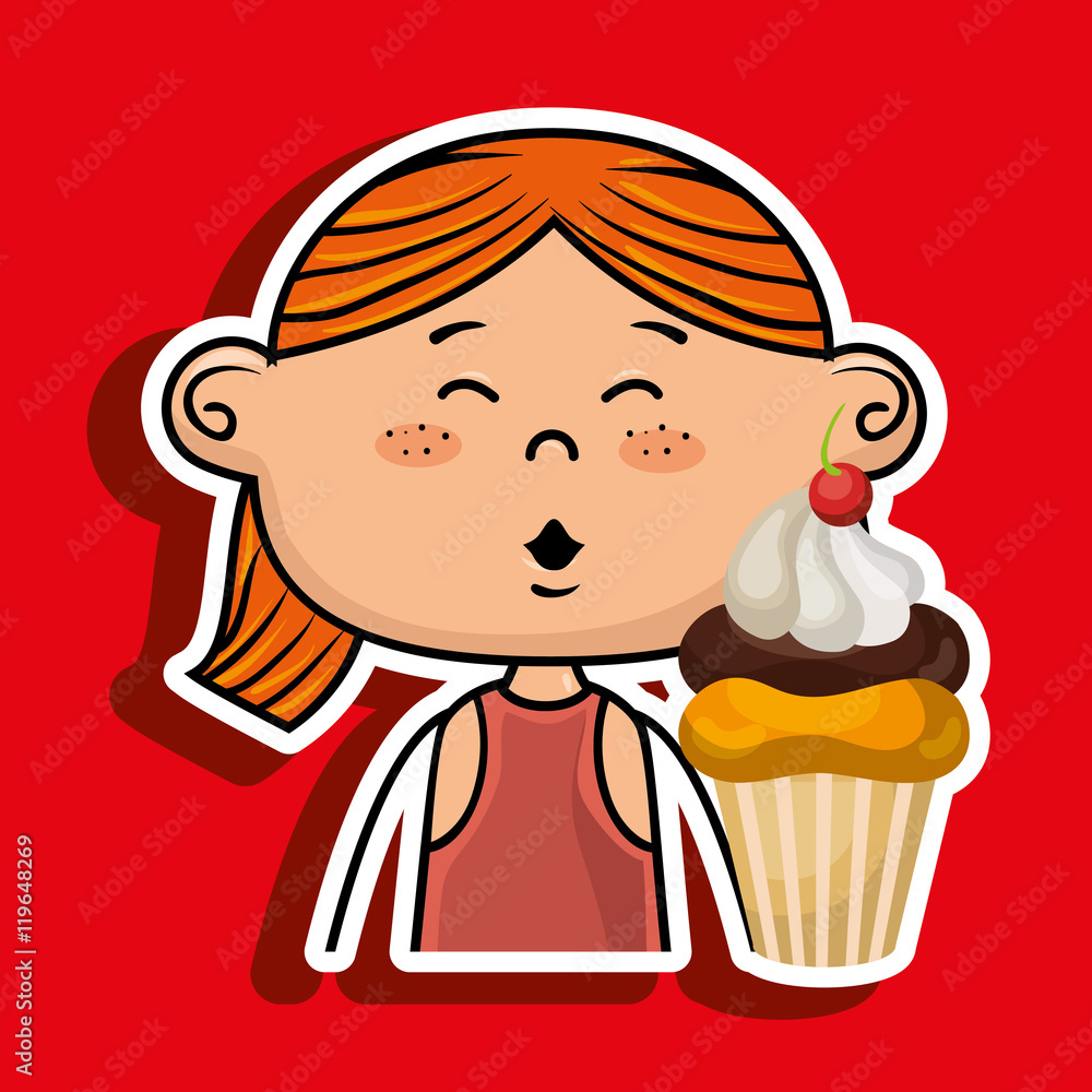 girl cup cake dessert vector illustration graphic girl cup cake dessert vector illustration graphic
