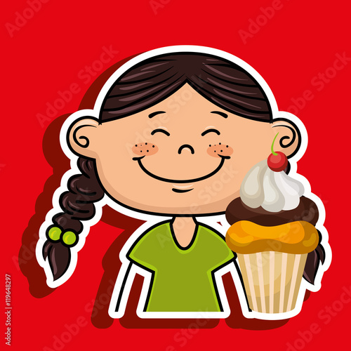 girl cup cake dessert vector illustration graphic