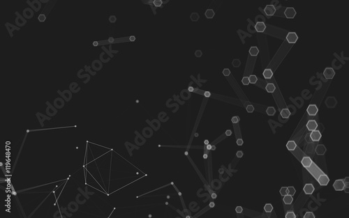 Abstract polygonal space low poly dark background, 3d rendering