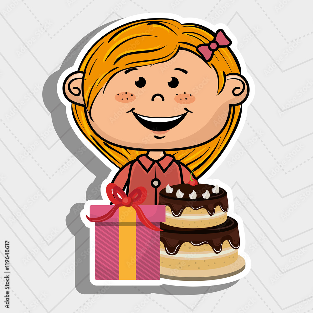 girl cake gift box vector illustration graphic girl cake gift box vector illustration graphic