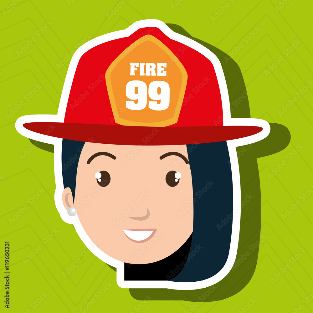 woman firewoman helmet icon vector illustration graphic