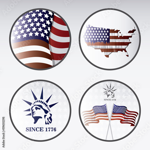 statue of liberty circles usa flag landmark patriotic united states of america icon. Colorful design. Vector illustration