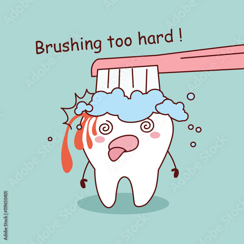 cartoon tooth brushing too hard
