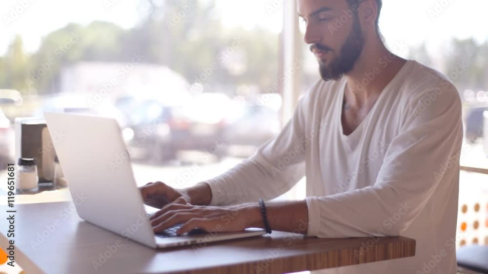 intelligent male freelancer work on notebook intelligent male freelancer work on notebook