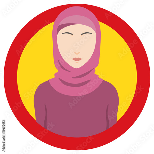 islamic woman icon sign, wearing hijab or burqini, vector illustration