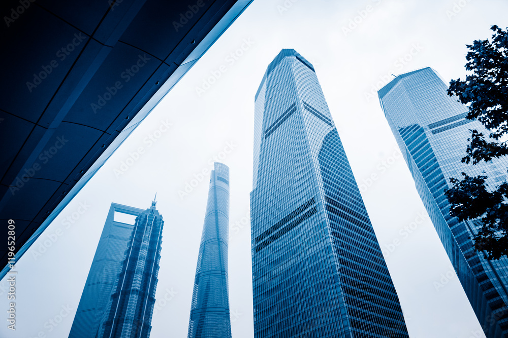 Naklejka premium financial district in shanghai, shanghai world financial center,jin mao tower,china.