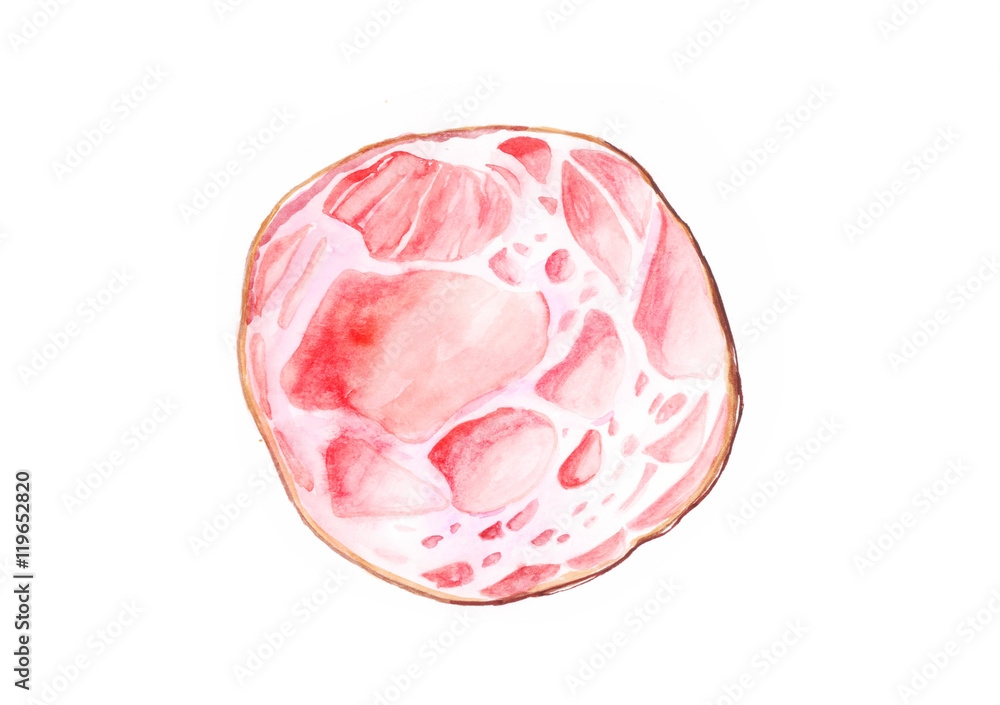Ham, Watercolor painting isolated on white background Ham, Watercolor painting isolated on white background